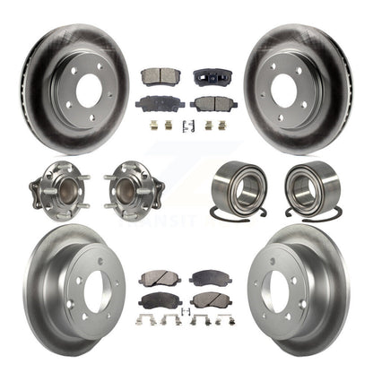 Hub Bearing Coated Brake Rotor & Pad Front Rear Kit (10Pc) For Mitsubishi Lancer