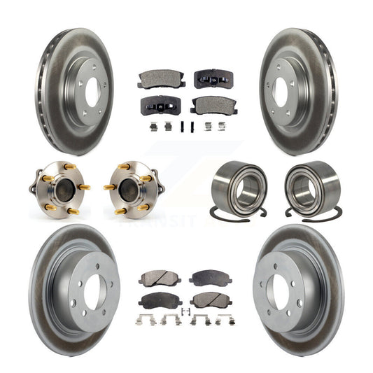 Hub Bearing Coated Brake Rotor & Pad Front Rear Kit (10Pc) For Mitsubishi Lancer