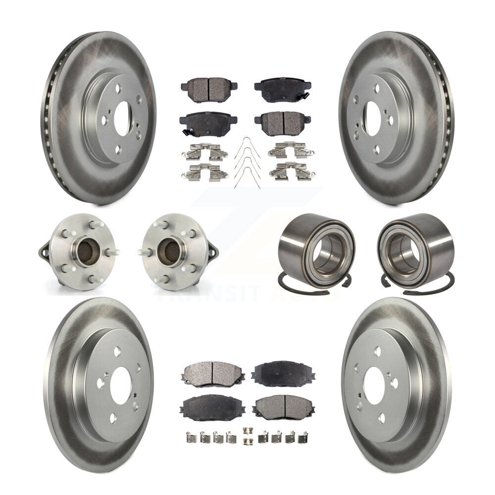 Hub Bearing Coat Brake Rotor Pad Front Rear Kit (10Pc) For Toyota Corolla Matrix