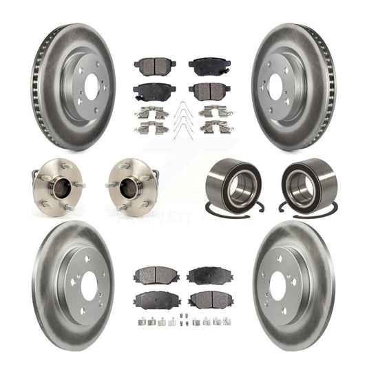 Hub Bearing Coated Disc Brake Rotor Pads Front Rear Kit (10Pc) For Toyota Matrix