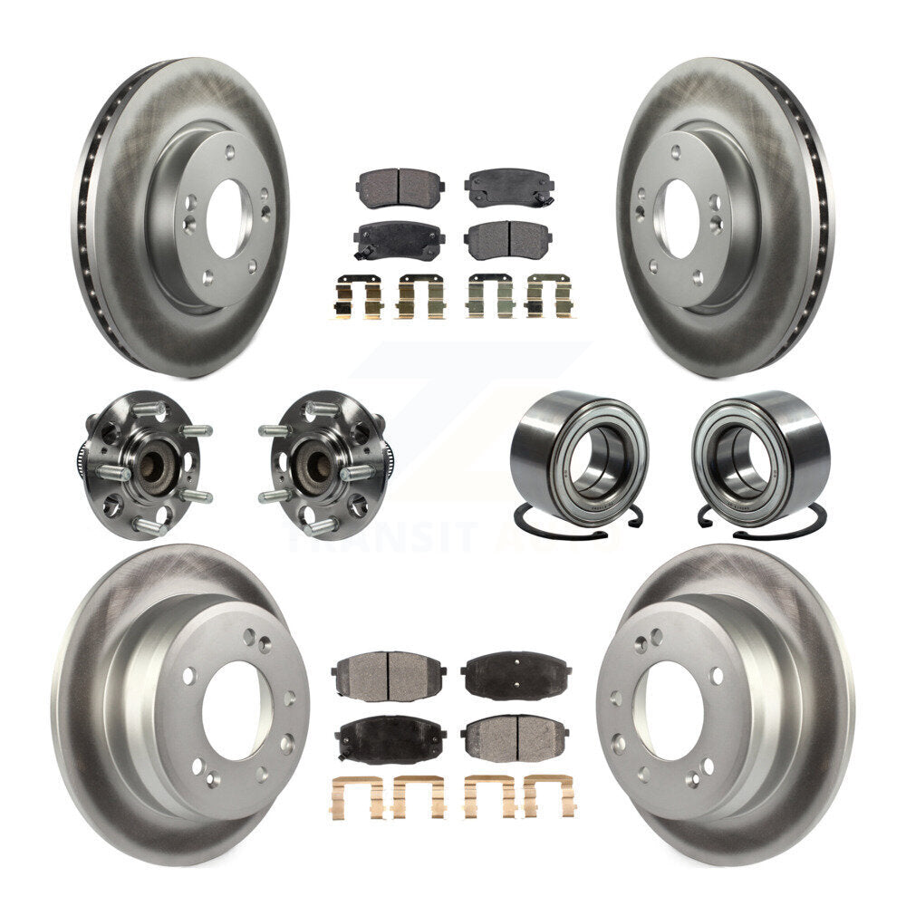 Hub Bearing Coated Brake Rotor And Pad Front Rear Kit (10Pc) For Hyundai Elantra