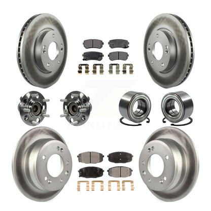 Hub Bearing Coated Brake Rotor And Pad Front Rear Kit (10Pc) For Hyundai Elantra