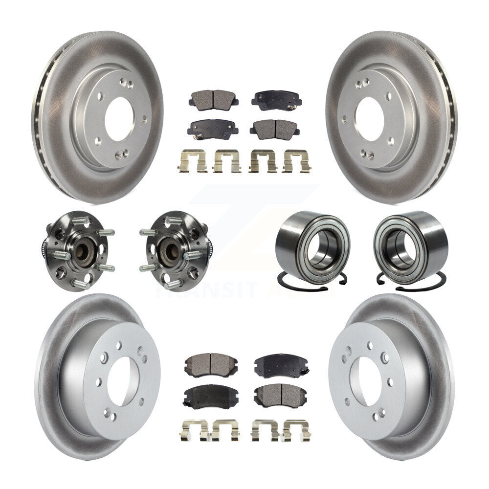 Hub Bearing Coated Brake Rotor And Pad Front Rear Kit (10Pc) For Hyundai Elantra