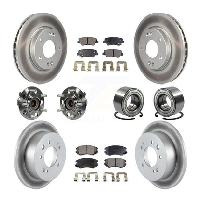 Hub Bearing Coated Brake Rotor And Pad Front Rear Kit (10Pc) For Hyundai Elantra