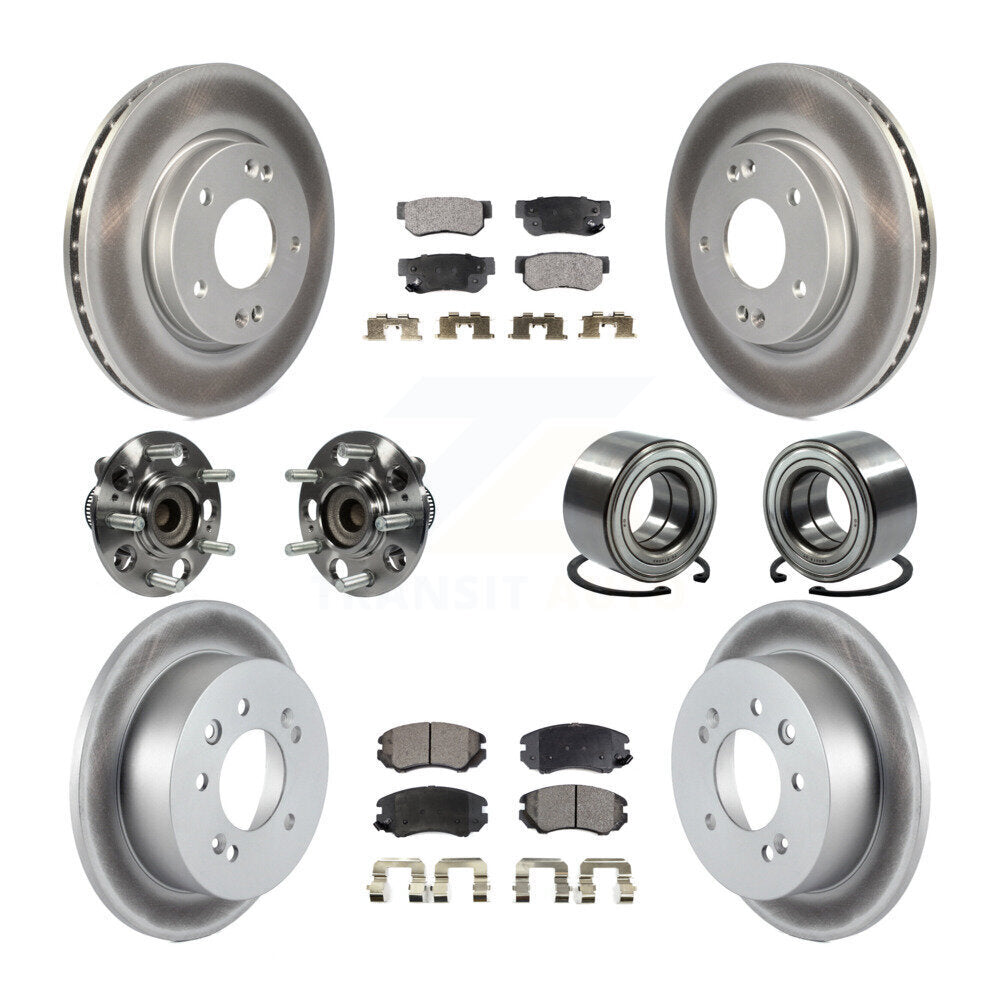 Hub Bearing Coated Brake Rotor And Pad Front Rear Kit (10Pc) For Hyundai Elantra