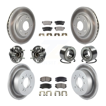 Hub Bearing Coated Brake Rotor And Pad Front Rear Kit (10Pc) For Hyundai Elantra