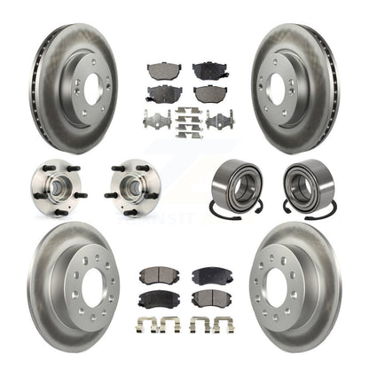 Hub Bearing Coated Brake Rotor And Pad Front Rear Kit (10Pc) For Hyundai Tiburon