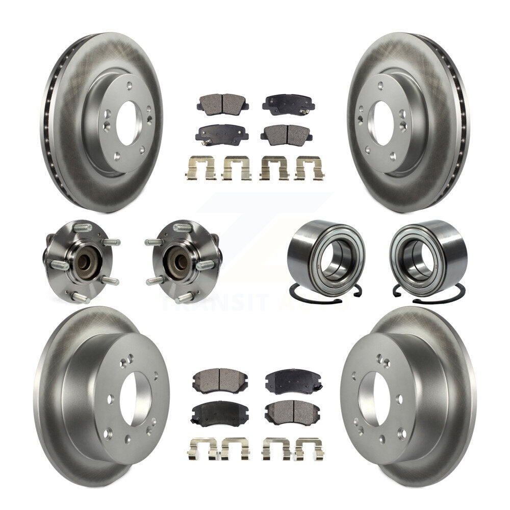 Hub Bearing Coated Brake Rotor Pads Front Rear Kit (10Pc) For 2012-2013 Kia Soul