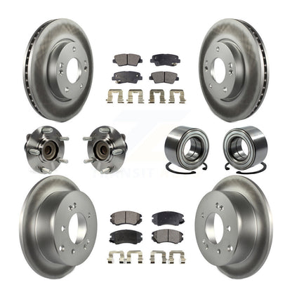 Hub Bearing Coated Brake Rotor Pads Front Rear Kit (10Pc) For 2012-2013 Kia Soul