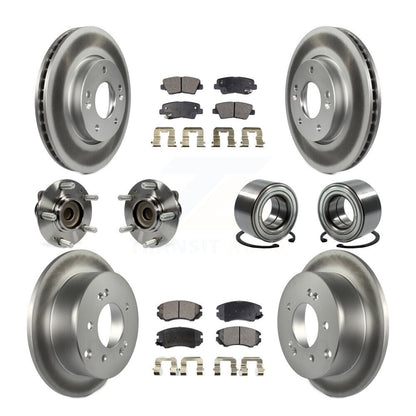 Hub Bearing Coated Disc Brake Rotors And Pads Front Rear Kit (10Pc) For Kia Soul