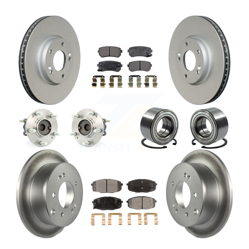 Hub Bearing Coat Brake Rotor Pad Front Rear Kit (10Pc) For Kia Forte Koup Forte5