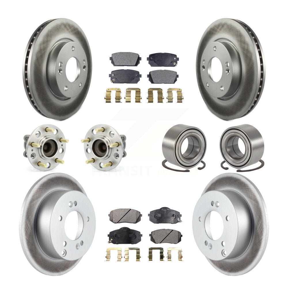 Hub Bearing Coated Brake Rotor Pad Front Rear Kit (10Pc) For 2010-2012 Kia Rondo