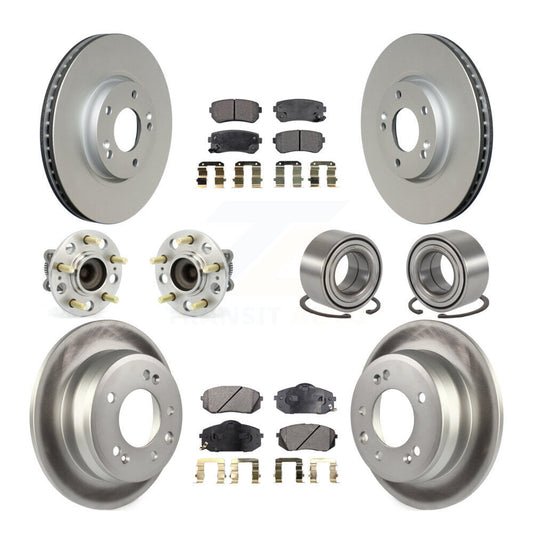 Hub Bearing Coated Brake Rotor Pads Front Rear Kit (10Pc) For Hyundai Tucson Kia