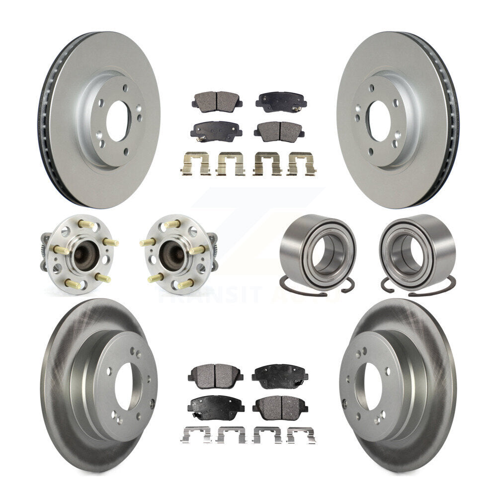 Hub Bearing Coated Brake Rotor Pads Front Rear Kit (10Pc) For Hyundai Sonata Kia