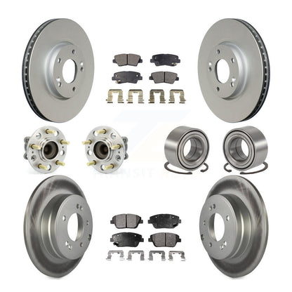 Hub Bearing Coated Brake Rotor Pads Front Rear Kit (10Pc) For Hyundai Sonata Kia