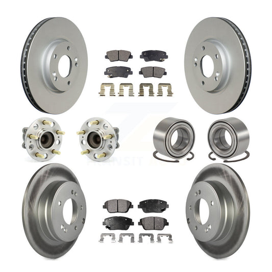 Hub Bearing Coated Brake Rotor Pads Front Rear Kit (10Pc) For Hyundai Sonata Kia