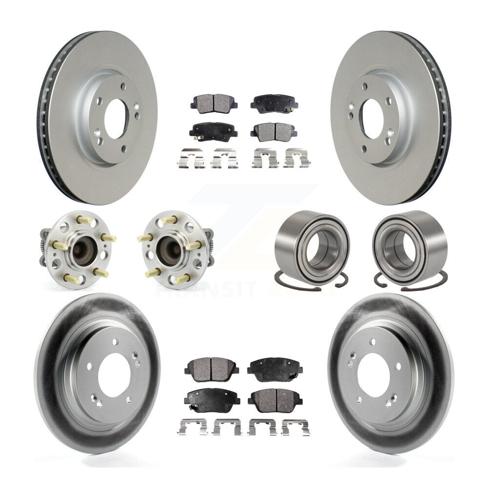 Hub Bearing Coat Brake Rotor Pad Front Rear Kit (10Pc) For 13-15 Kia Optima 2.4L