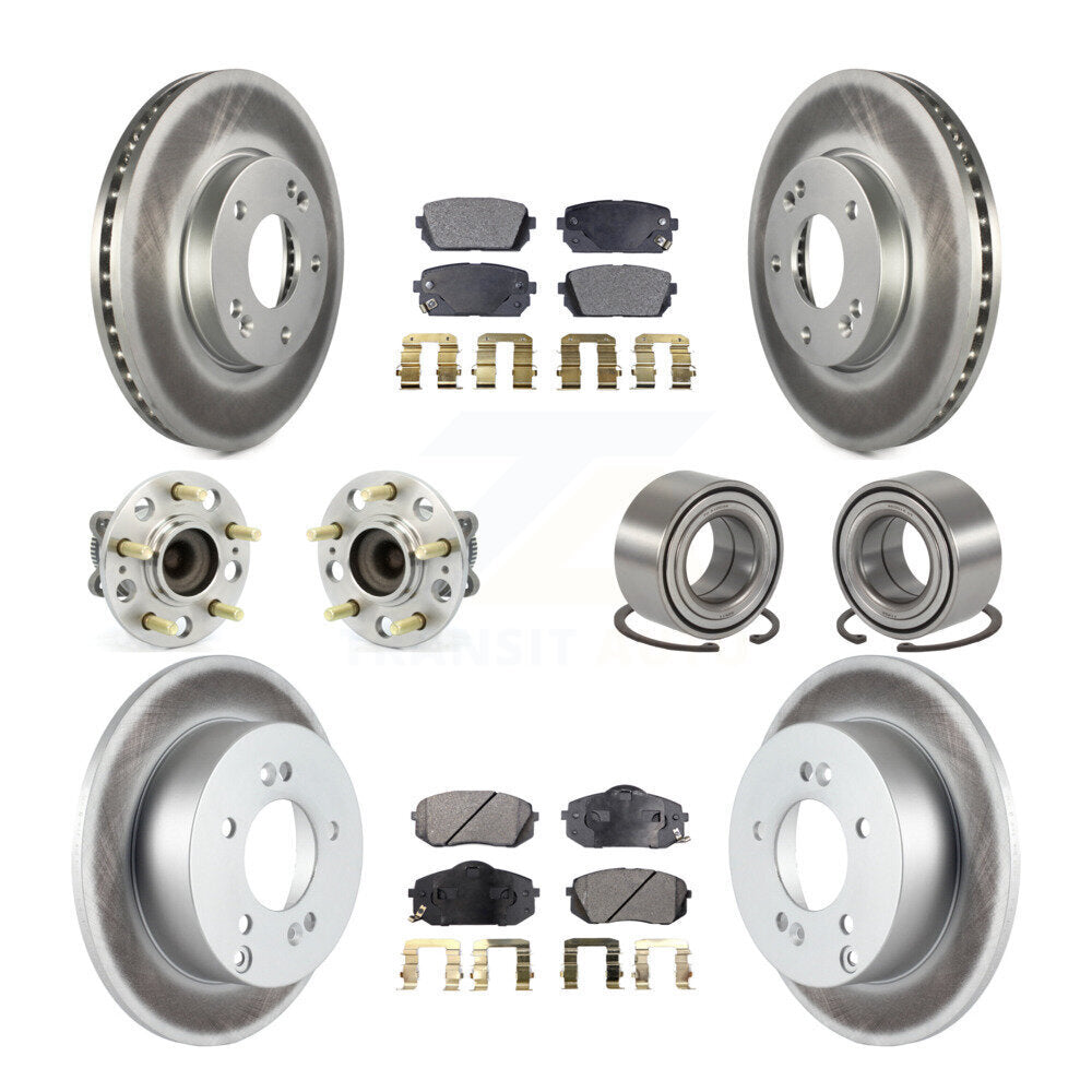 Hub Bearing Coated Brake Rotor Pad Front Rear Kit (10Pc) For 2008-2009 Kia Rondo