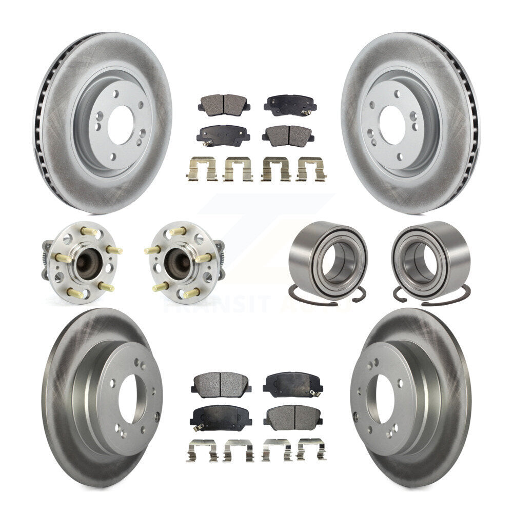 Hub Bearing Coated Brake Rotor And Pad Front Rear Kit (10Pc) For Kia Optima 2.0L