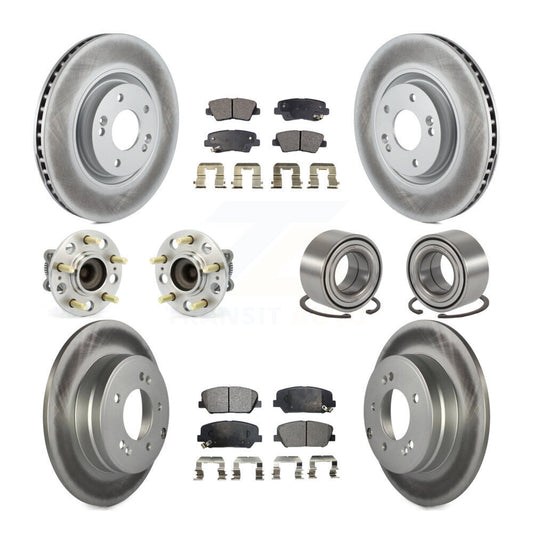Hub Bearing Coated Brake Rotor And Pad Front Rear Kit (10Pc) For Kia Optima 2.0L