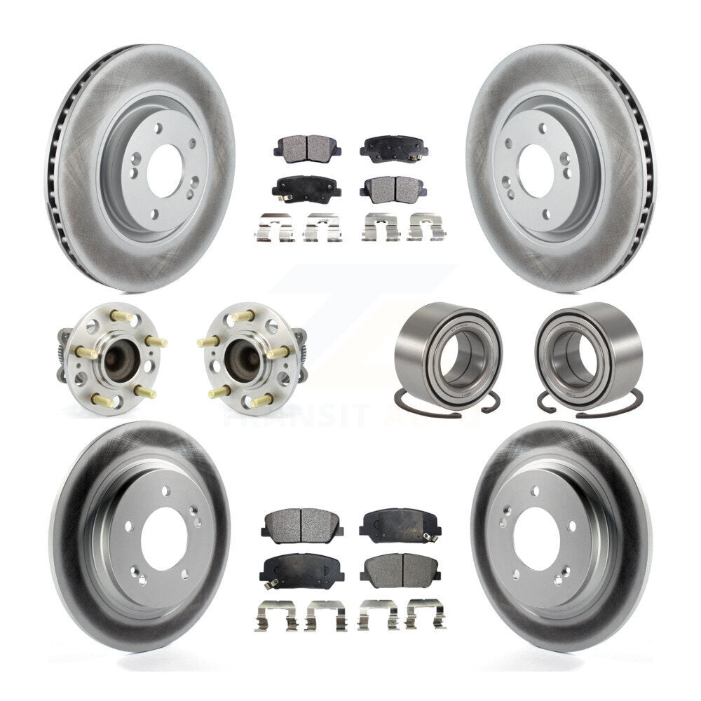 Hub Bearing Coat Brake Rotor Pad Front Rear Kit (10Pc) For 13-15 Kia Optima 2.0L