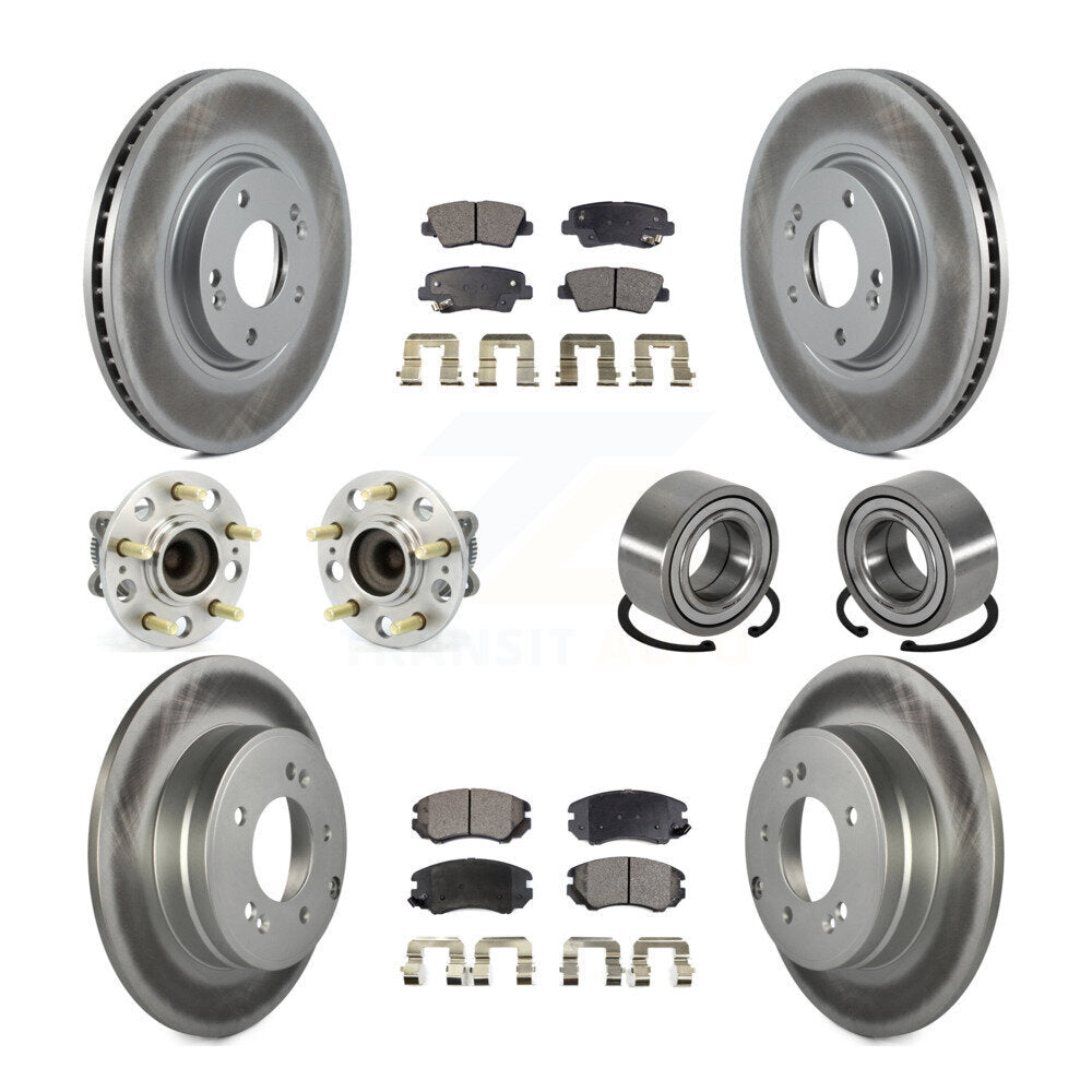 Hub Bearing Coated Brake Rotor Pads Front Rear Kit (10Pc) For 2011 Hyundai Azera