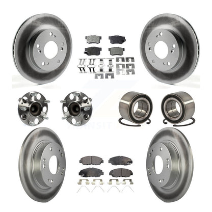 Hub Bearing Coated Disc Brake Rotor & Pads Front Rear Kit (10Pc) For Honda Civic