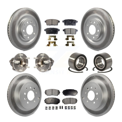 Hub Bearing Coat Brake Rotor Pads Front Rear Kit (10Pc) For 07-15 Mazda CX-9 FWD