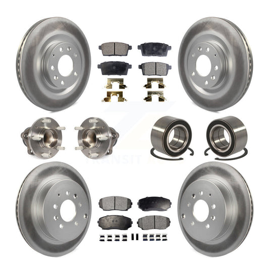 Hub Bearing Coat Brake Rotor Pads Front Rear Kit (10Pc) For 07-15 Mazda CX-9 FWD