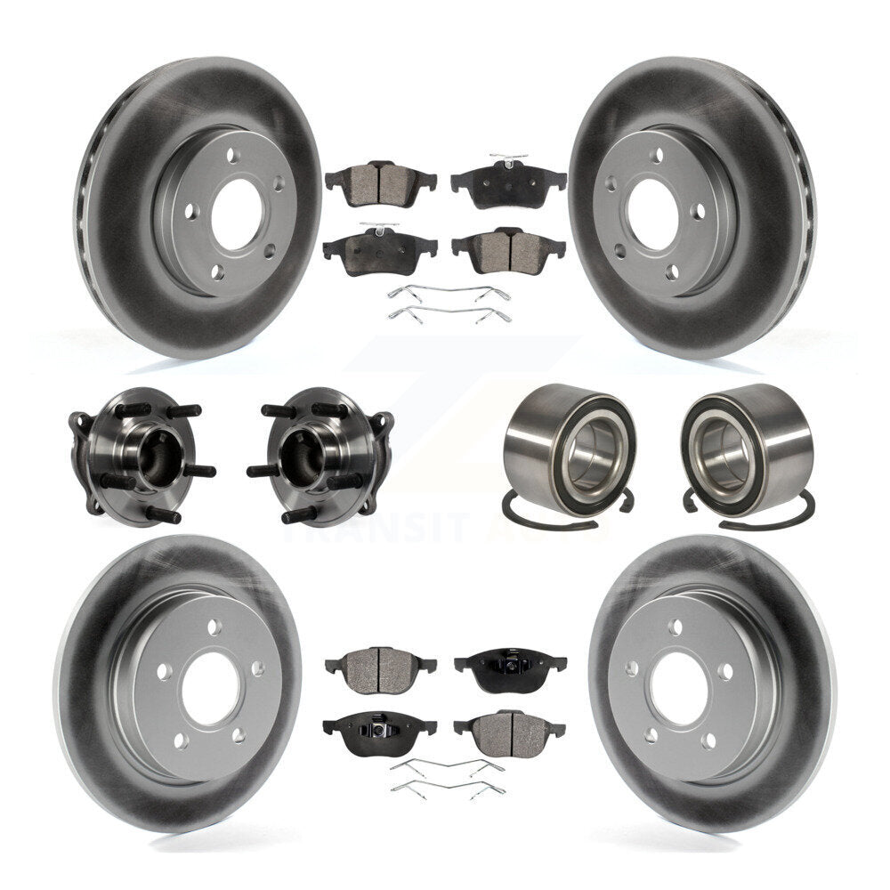 Hub Bearing Coated Disc Brake Rotor And Pad Front Rear Kit (10Pc) For Ford Focus