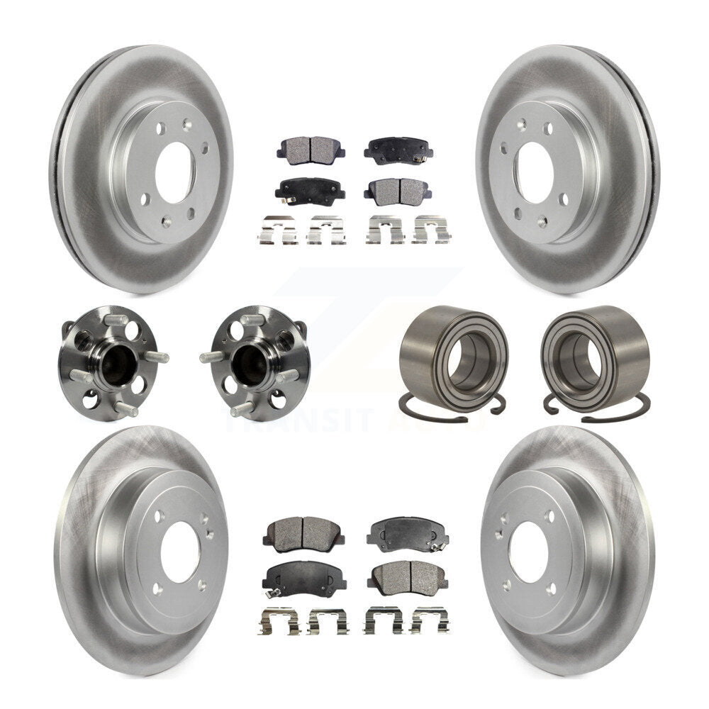 Hub Bearing Coat Brake Rotor Pads Front Rear Kit (10Pc) For 12-17 Hyundai Accent