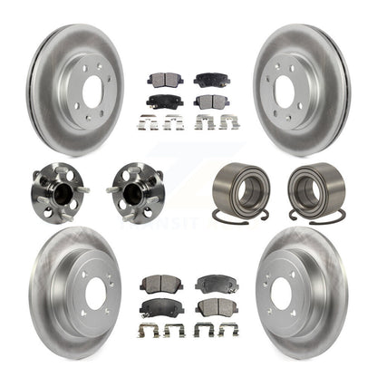 Hub Bearing Coat Brake Rotor Pads Front Rear Kit (10Pc) For 12-17 Hyundai Accent