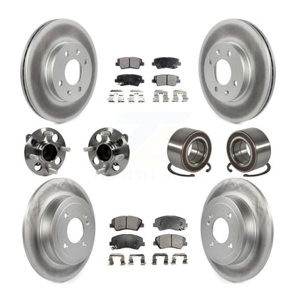 Hub Bearings Coated Disc Brake Rotors And Pads Front Rear Kit (10Pc) For Kia Rio