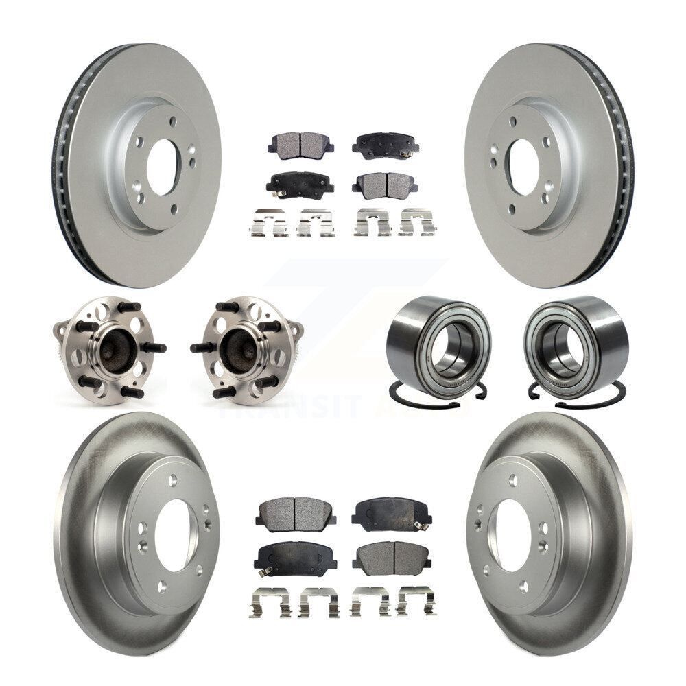 Hub Bearing Coated Brake Rotor & Pads Front Rear Kit (10Pc) For Hyundai Veloster