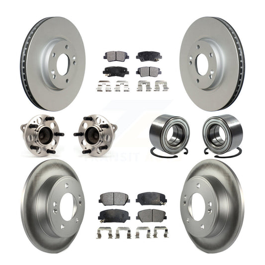 Hub Bearing Coated Brake Rotor & Pads Front Rear Kit (10Pc) For Hyundai Veloster