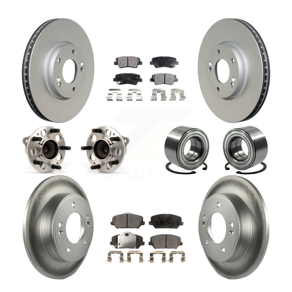 Hub Bearing Coat Brake Rotor Pad Front Rear Kit (10Pc) For Kia Forte Forte5 Koup