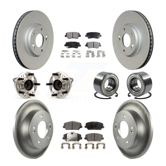Hub Bearing Coat Brake Rotor Pad Front Rear Kit (10Pc) For Kia Forte Forte5 Koup