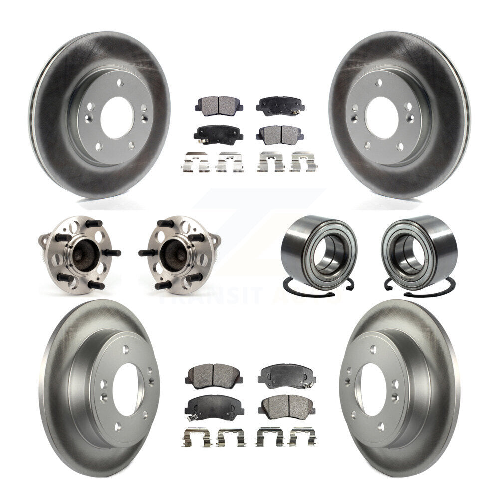 Hub Bearing Coated Brake Rotor Pads Front Rear Kit (10Pc) For Hyundai Elantra GT