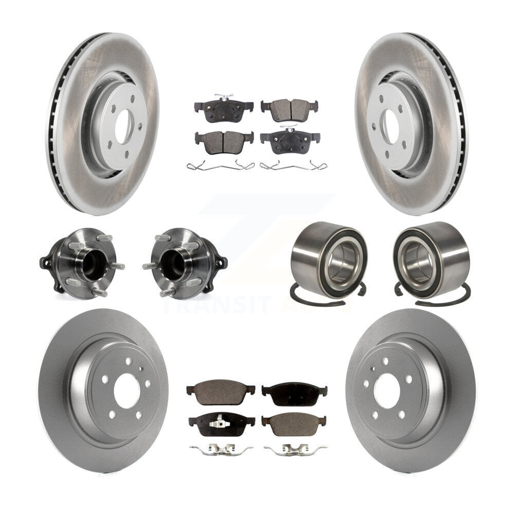 Hub Bearing Coated Disc Brake Rotor & Pads Front Rear Kit (10Pc) For Lincoln MKC