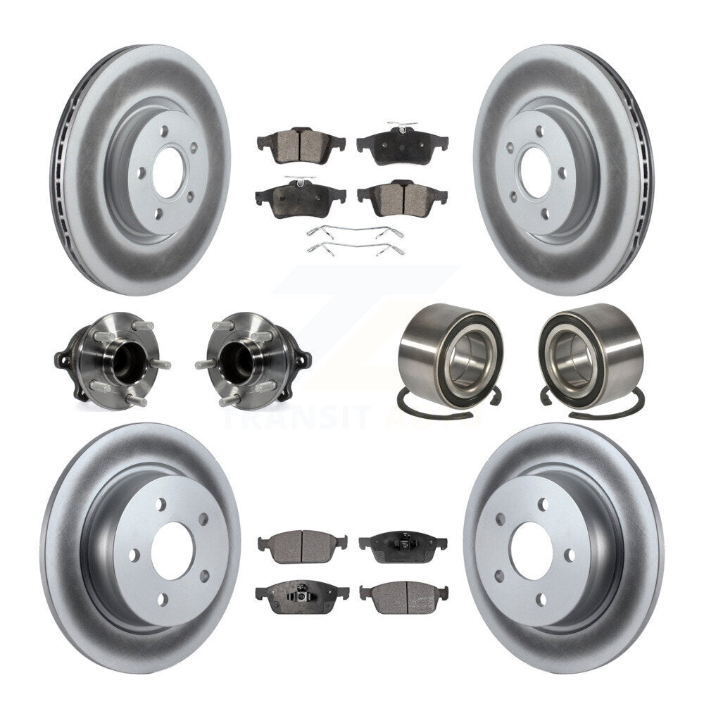 Hub Bearing Coated Disc Brake Rotor & Pads Front Rear Kit (10Pc) For Ford Escape