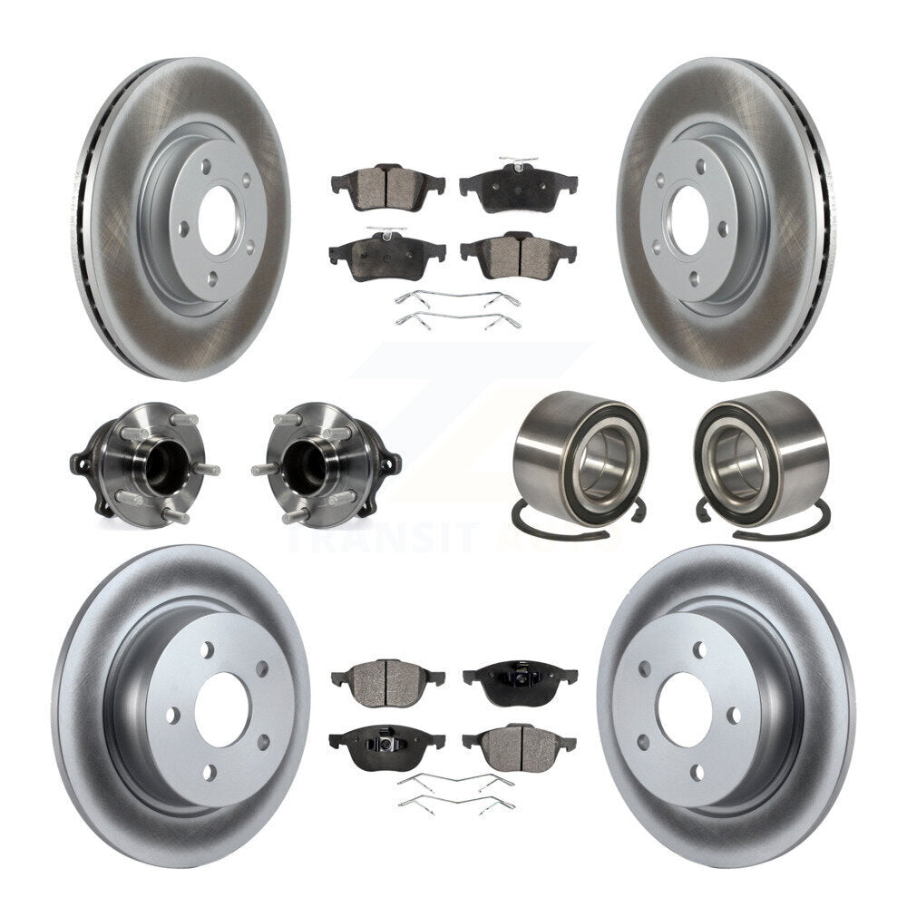 Hub Bearing Coated Brake Rotor & Pad Front Rear Kit (10Pc) For Ford Escape C-Max