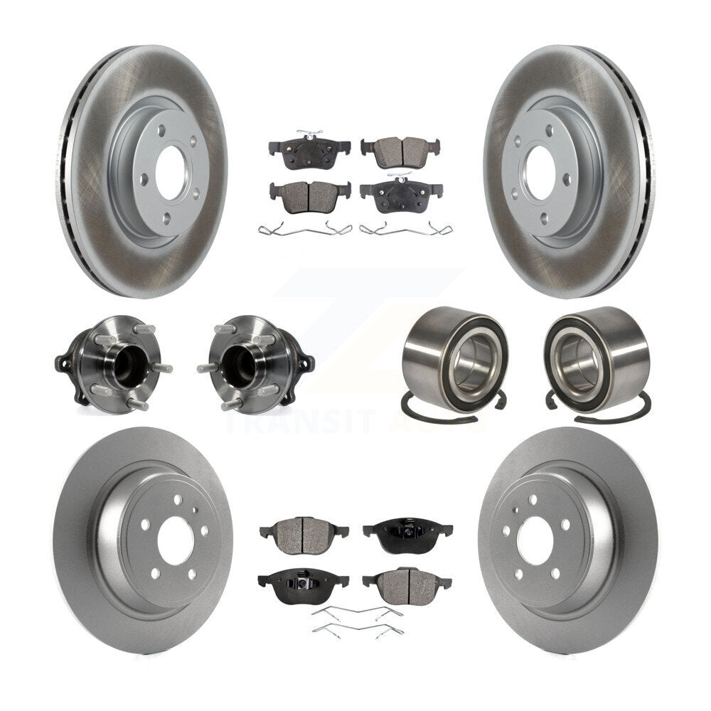 Hub Bearing Coated Disc Brake Rotor & Pads Front Rear Kit (10Pc) For Ford Escape