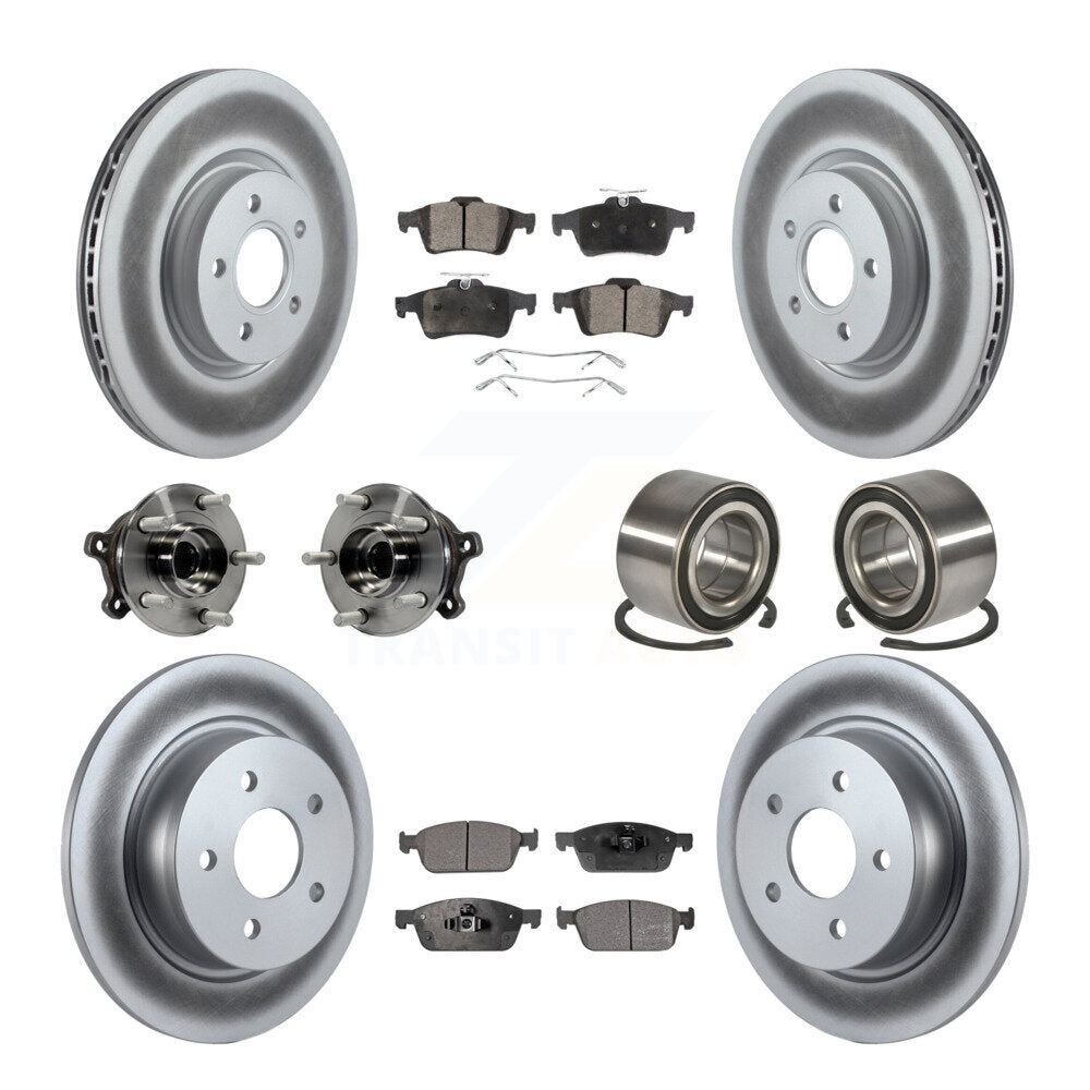 Hub Bearing Coated Disc Brake Rotor & Pads Front Rear Kit (10Pc) For Ford Escape