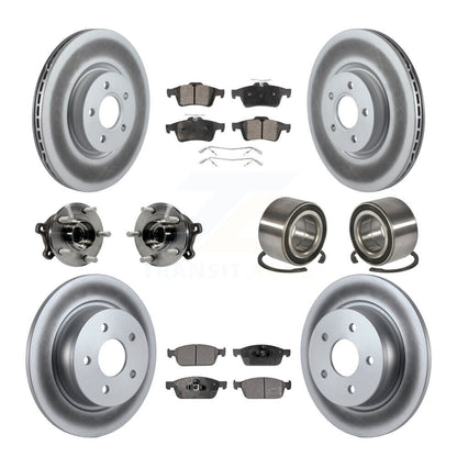 Hub Bearing Coated Disc Brake Rotor & Pads Front Rear Kit (10Pc) For Ford Escape