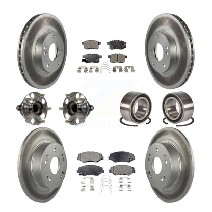 Hub Bearing Coated Disc Brake Rotor & Pad Front Rear Kit (10Pc) For Honda Accord