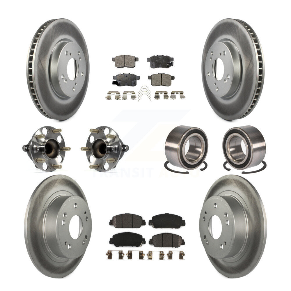 Hub Bearing Coated Disc Brake Rotor & Pad Front Rear Kit (10Pc) For Honda Accord