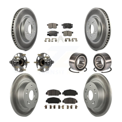 Hub Bearing Coated Disc Brake Rotor & Pad Front Rear Kit (10Pc) For Honda Accord