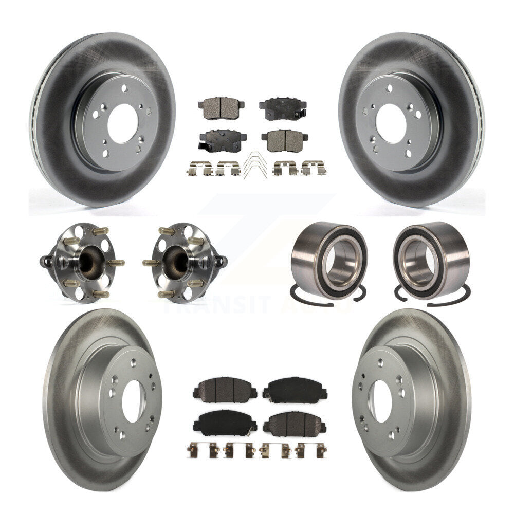 Hub Bearing Coated Disc Brake Rotor & Pad Front Rear Kit (10Pc) For Honda Accord