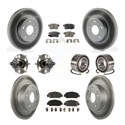 Hub Bearing Coated Disc Brake Rotor & Pad Front Rear Kit (10Pc) For Honda Accord