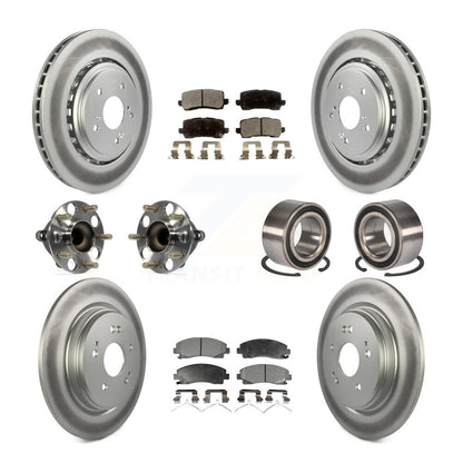 Hub Bearing Coated Brake Rotor Pad Front Rear Kit (10Pc) For 15-20 Acura TLX FWD